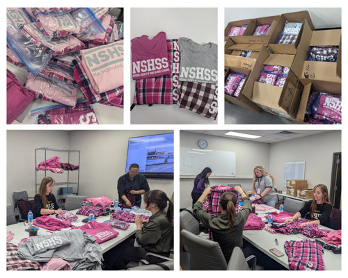 NSHSS staff packing pajama donations for Children’s Healthcare of Atlanta